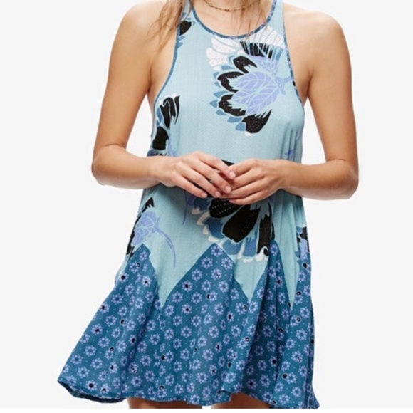 Free People Floral Dress medium rayon boho hippie bohemian like you slip - Picture 1 of 5